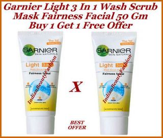 Garnier Light 3 In 1 Wash Scrub Mask Flawless Fairness Facial 100Gm