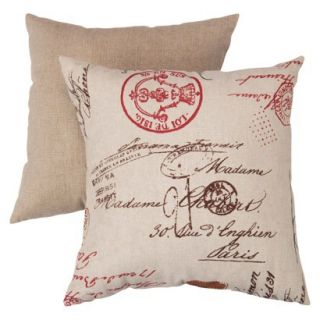 Decorative French Laundry Square Toss Pillow   Linen/ Red product 