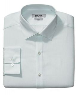 DKNY Dress Shirt, Slim Fit Mint White Micro Check