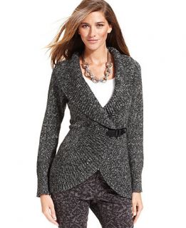 Style&co. Sweater, Long Sleeve Marled Knit Cardigan   Womens Sweaters 