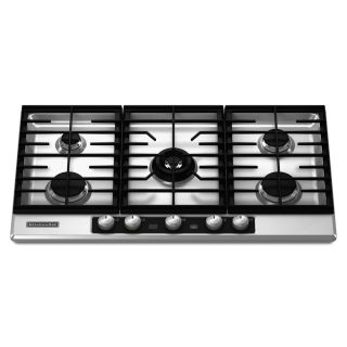 Shop KitchenAid 36 in 5 Burner Gas Cooktop (Stainless) at Lowes