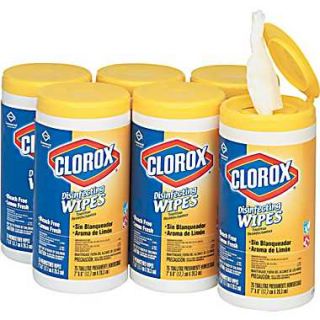 Clorox® Disinfecting Wipe, Lemon, White, 6 Tubs/Case  