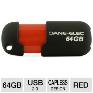 Dane Elec USB Flash Drive   64GB, USB 2.0, Red at TigerDirect