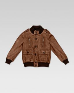 Z0LJ8 Gucci Guccissima Leather Bomber Jacket