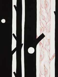 Buy Marimekko Aarni Wallpaper, Black / Red, 13005 online at JohnLewis 