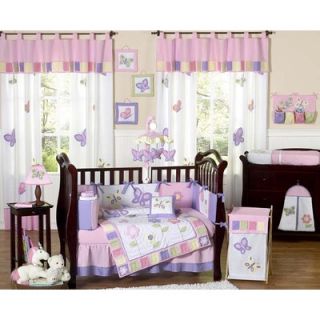 Sweet JoJo Designs Butterfly Pink Purple 9 Piece Crib Bedding Set 