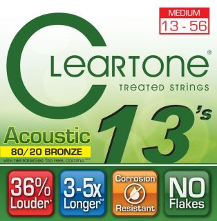 Cleartone 80/20 Bronze Coated Acoustic Guitar Strings Medium 13 56
