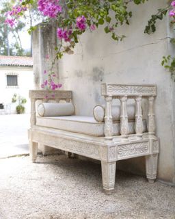 Isabella Collection Outdoor Bench & Cushion Set   The Horchow 
