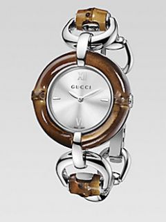 Gucci   Bamboo Accented Stainless Steel Watch/Silvertone Dial