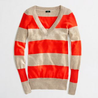 Factory cashmere stripe V neck sweater   cashmere   FactoryWomens 