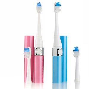 Slim Sonic Toothbrush 2 pack and 2 Replacement Brush Heads 