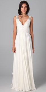 Reem Acra V Neck Gown with Jeweled Straps  SHOPBOP