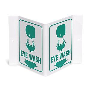 BRADY CORPORATION Eye Wash Sign,6 x 9In,GRN/WHT,Eye Wash   5TB44 