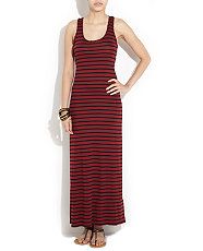 Red Pattern (Red) Red Stripe Racer Back Maxi Dress  255332169  New 