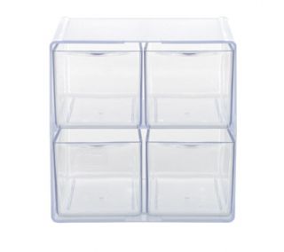 Deflect O 4 Drawer Cube Organizer, Clear
