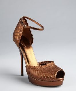 Gucci brown leather Taryn ankle strap platform sandals