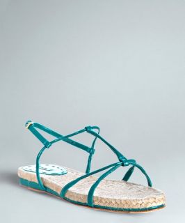 Miu Miu turquoise patent leather jute detail sandals