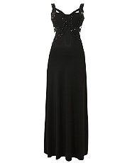 Black (Black) Tokyo Doll Black Gemstone Maxi Dress  267591301  New 