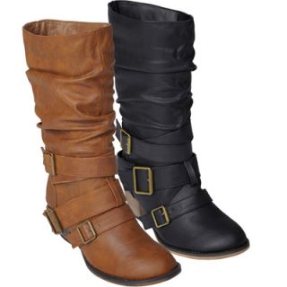Journee Collection Womens Stacked Heel Mid Calf Boots