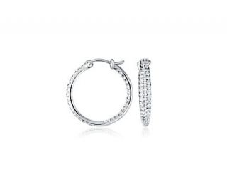 Micropavé Hoop Diamond Earrings in 18k White Gold (1/2 ct. tw 