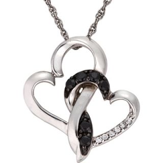 13 Ct. T.W. Black and White Diamond Heart Pendant in Sterling Silver
