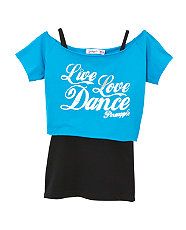 Blue (Blue) Pineapple Teens Blue Live Love Dance Double T Shirt 