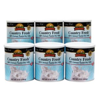Augason Farms Country Fresh 100% Instant Nonfat Dry Milk, 8 Oz. Can, 6 