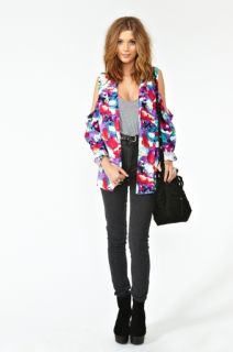 Cold Shoulder Blazer   Watercolor in Clothes Outerwear at Nasty Gal 