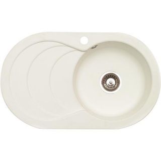 Asterite Oval Single Bowl Sink White   Granite & Metallic Sinks 