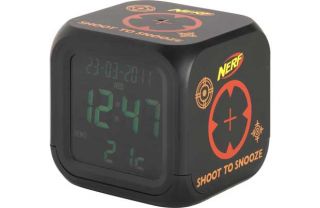 Nerf Black Shoot to Snooze LCD Alarm Clock. from Homebase.co.uk 