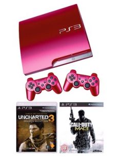 Playstation 3 320GB Scarlet Red Console with Red Controller, Uncharted 