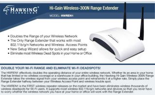 Hawking HWREN1 Hi Gain Wireless Range Extender   USB, 802.11b/g/n Item 