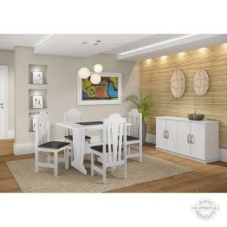 Conjunto de Mesa e 4 Cadeiras Ibiza Branco & Preto  Celta