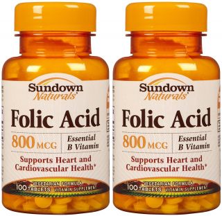 Sundown Naturals Folic Acid 800 mcg Tabs   