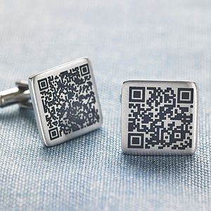 Personalised Secret Message Qr Code Cufflinks   wedding jewellery