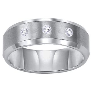 Triton Mens 8.0mm Diamond Accent Comfort Fit Tungsten Carbide Wedding 