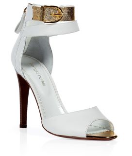 Sergio Rossi White/Golden Ankle Strap Sandals  Damen  Schuhe 