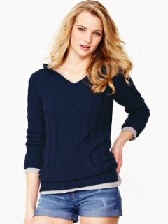 South Cable knit Hooded Jumper Littlewoods