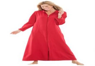 Plus Size Petite Ultra soft fleece hoodie long robe by Dreams & Co 