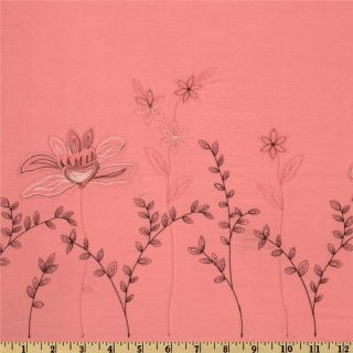 Embroidered Cotton Floral Pink   Discount Designer Fabric   Fabric 
