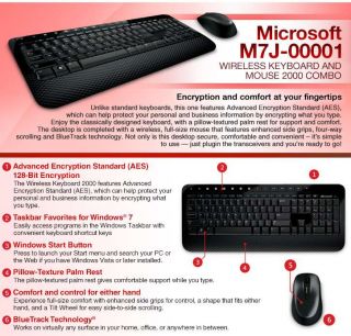 Microsoft Wireless Keyboard and Mouse 2000 Combo Product Details