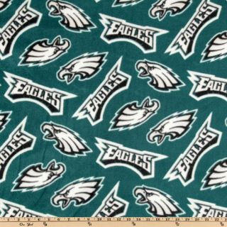 NFL Fleece Philadelphia Eagles Green/White   Discount Designer Fabric 
