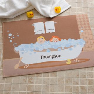9453   Bathtub Couple Characters Collection Personalized Mat   Beige