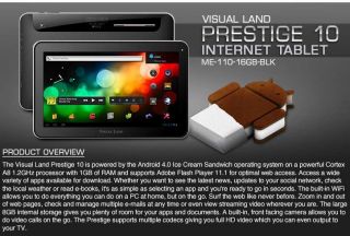 Buy the Visual Land Prestige 10 16GB Android 4.0 Tablet at TigerDirect 