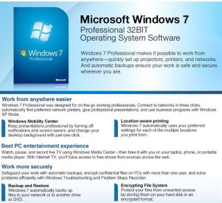 Microsoft Windows 7 Professional FQC 04617 Operating System Software 