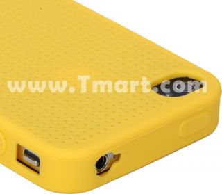 Cross Stitch Series Silicone Case for iPhone 4 Yellow   Tmart