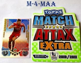 Match Attax Extra 10 11 STEVEN GERRARD Fans Favourite