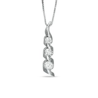 CTW. Diamond Three Stone Swirl Pendant in 14K White Gold   Zales