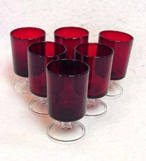 red glass goblets in Glassware