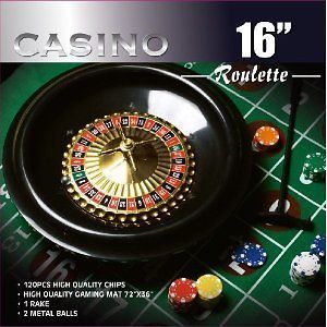 NEW Da Vinci 16 Inch Roulette Wheel Game Set with 120 11.5 Gram Chips 